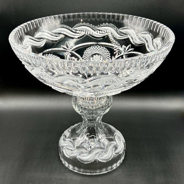An exceptional monumental elegant vintage cut crystal centrepiece pedestal bowl, masterfully executed in high-lead crystal...