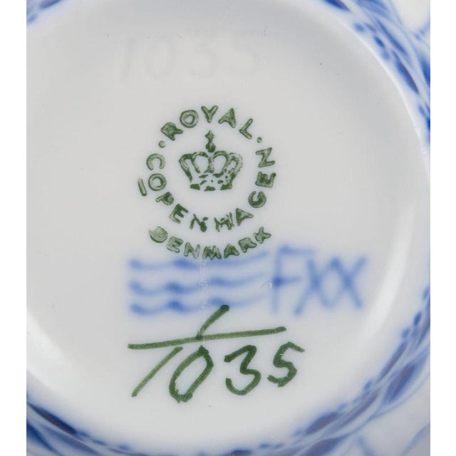 Blue Fluted Full Lace Coffee Cups with Saucers from Royal Copenhagen, 1960s, Set of 16 For Sale - Image 6 of 9