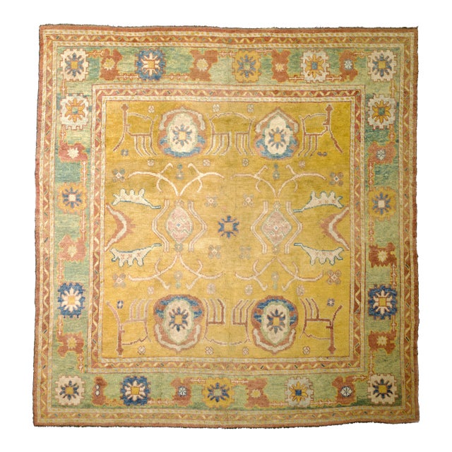 Antique Irish Donegal Rug 9'5" X 9’5” For Sale