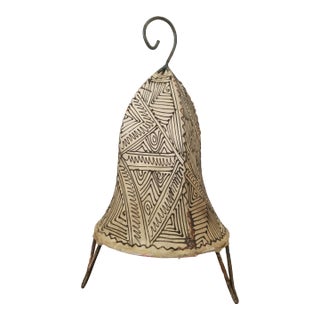 Contemporary 14" Bell Shape Black and White Moroccan Traditional Henna Lamp For Sale