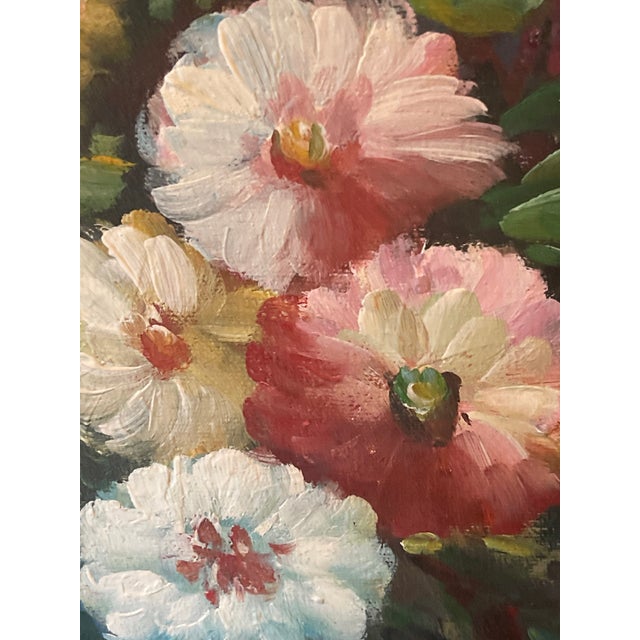 1990s Montague Gorgeous Still Life - Florals in Blue - Original Oil on Canvas - Framed For Sale - Image 10 of 12