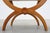Brown Empire Style Curule Stool with Striped Upholstery, France, 1950s For Sale - Image 8 of 12