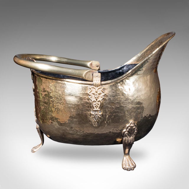Traditional Antique Fireside Coal Bucket, English, Brass, Fireplace Scuttle, Keeper, Regency For Sale - Image 3 of 11