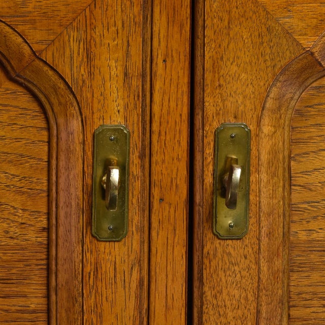 Thomasville Embassy Wood Inlay Chinoiserie Inspired Brass Accent Credenza For Sale - Image 16 of 18