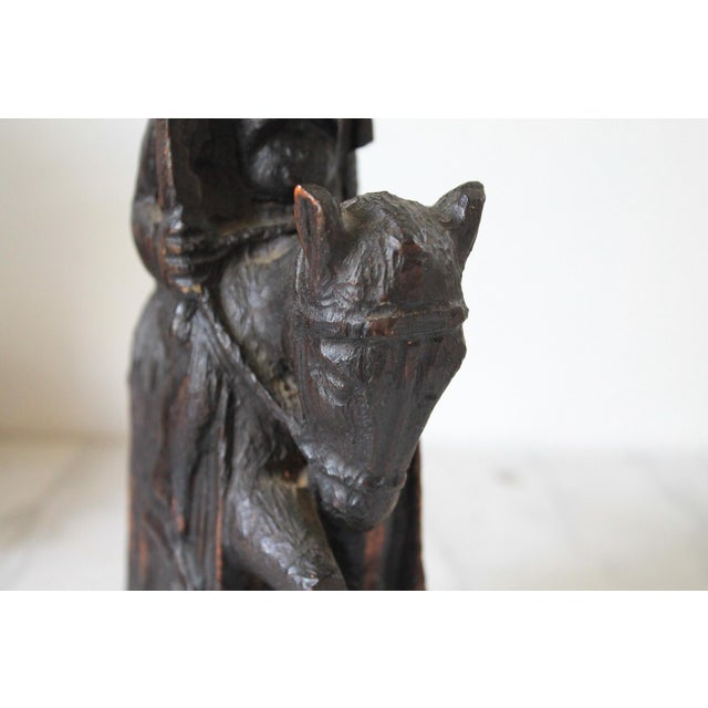 Mid 20th Century Vintage Hand-Carved Wooden Folk Art Figure Riding a Donkey For Sale - Image 5 of 9