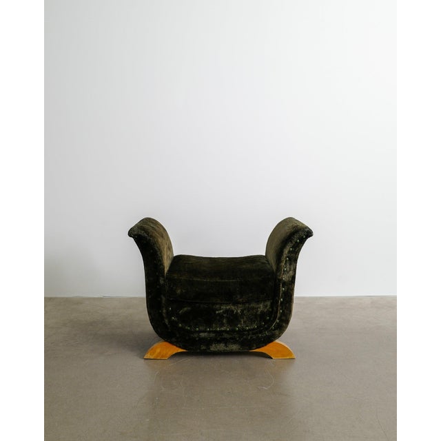 Swedish Mid-Century Modern Sculptural Stool in Greet Velvet, 1950s For Sale - Image 4 of 7