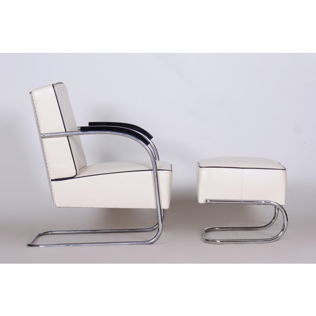 Set of Bauhaus Armchair and Ottoman in Chrome from Mücke-MelderCzech, 1930s For Sale - Image 11 of 14