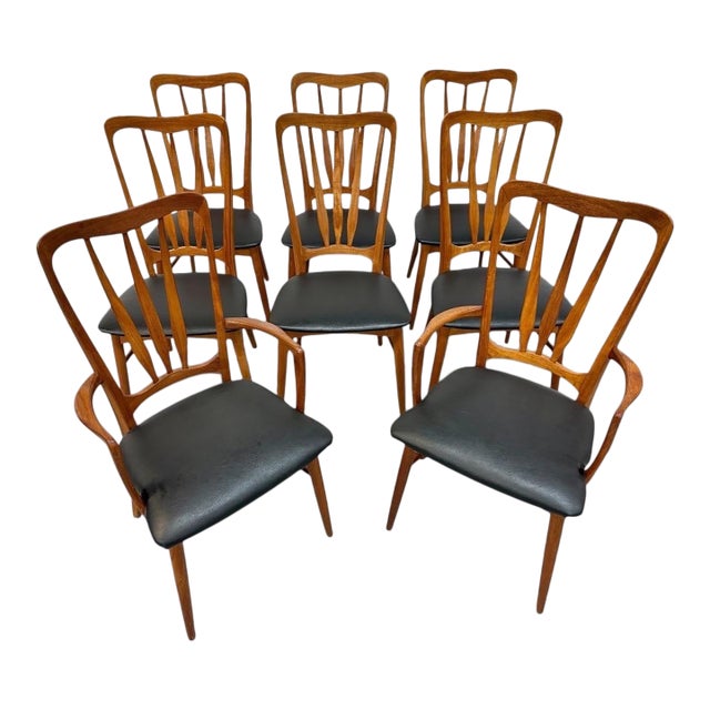 Mid-Century Danish Modern Koefoeds "Ingrid" Teak Dining Chairs - Set of 8 For Sale