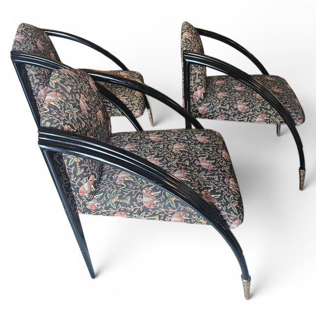 Art Deco 1980s Paul Frankl Modernage "D" Chairs Set of 3 For Sale - Image 3 of 10