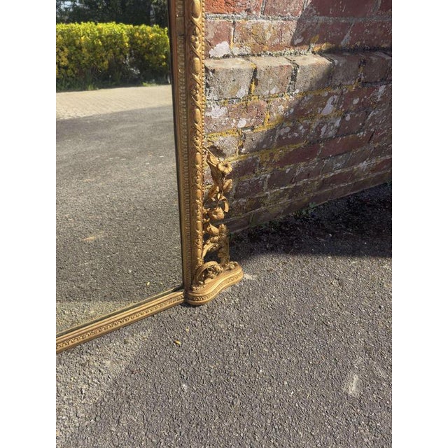 Large Antique English Gilt Overmantle Mirror, 19th Century For Sale - Image 4 of 9