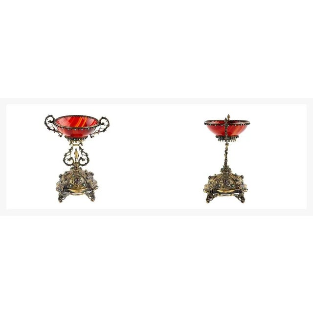 Italian Bowl in Agate and Gilded Silver with Stones, 19th Century For Sale - Image 3 of 5