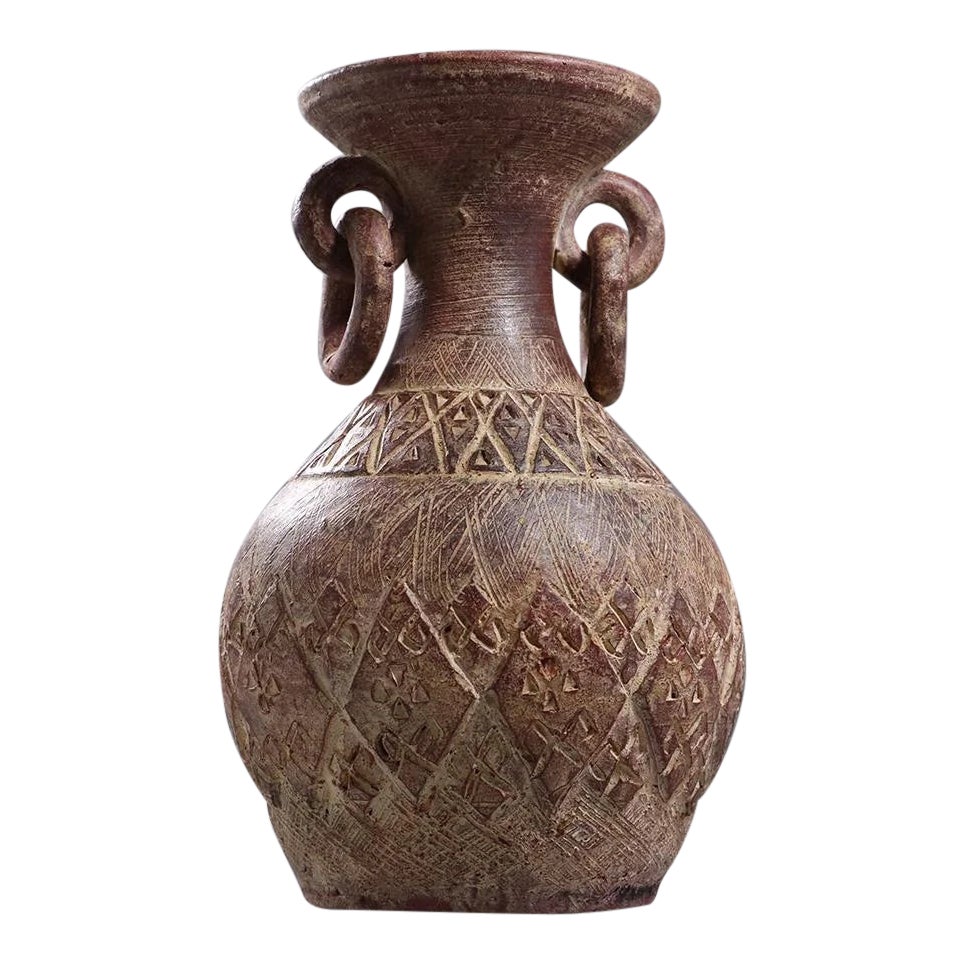 Mid 20th Century Latin American Clay Vase With Rings Handles Chairish