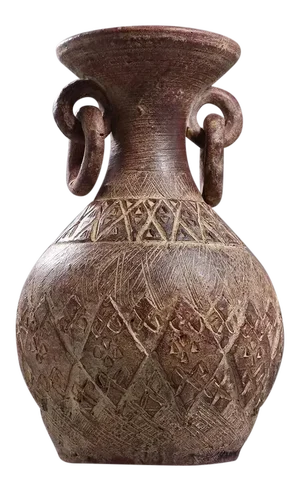 Mid 20th Century Latin American Clay Vase With Rings Handles