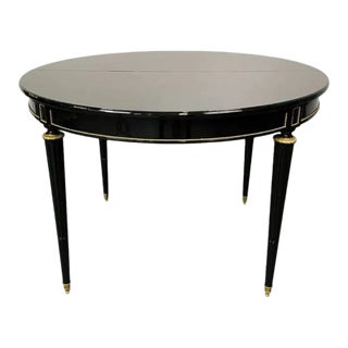 Maison Gouffé, Louis XVI Style, Hollywood Regency, Dining Table, Black Lacquer For Sale