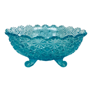 Vintage l.g. Wright Daisy & Button Blue Four Toed Oval Dish