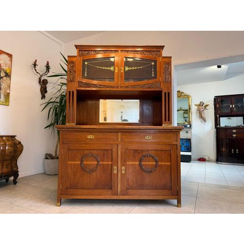 Brown Art Nouveau Hutch Buffet with Display, 1920s For Sale - Image 8 of 14