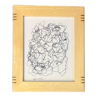 1980's Original Wayne Cunningham Abstract Pen and Ink Drawing For Sale