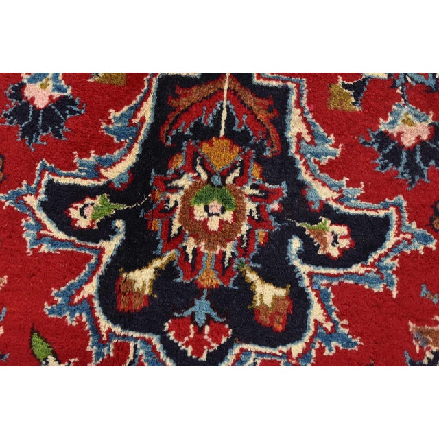 1980s Mashad Rug 9’9” X 13’1” Red Wool Vintage Traditional Hand-Knotted Carpet For Sale - Image 5 of 15