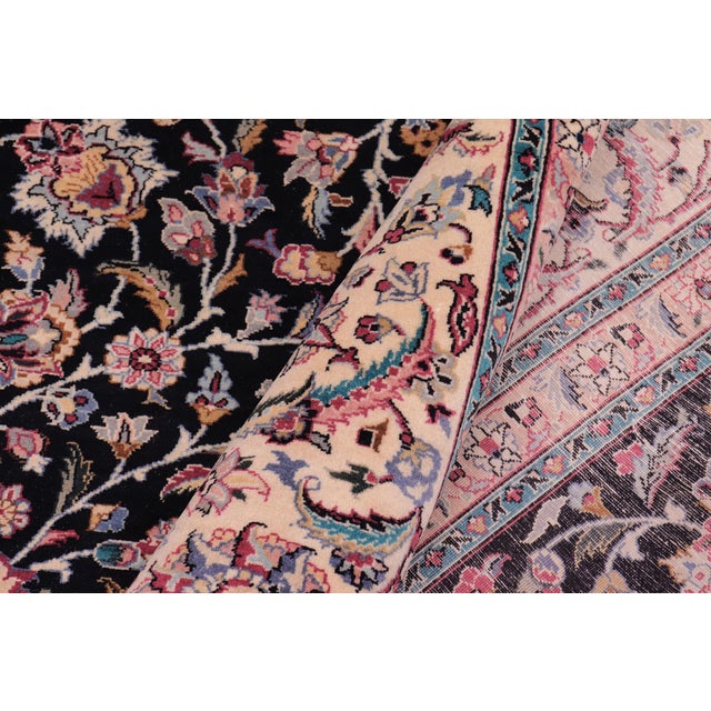 Textile Shabby Chic 1990's Floral Pak-Persian Black/Ivory Wool Rug - 9'1'' X 12'1'' For Sale - Image 7 of 9