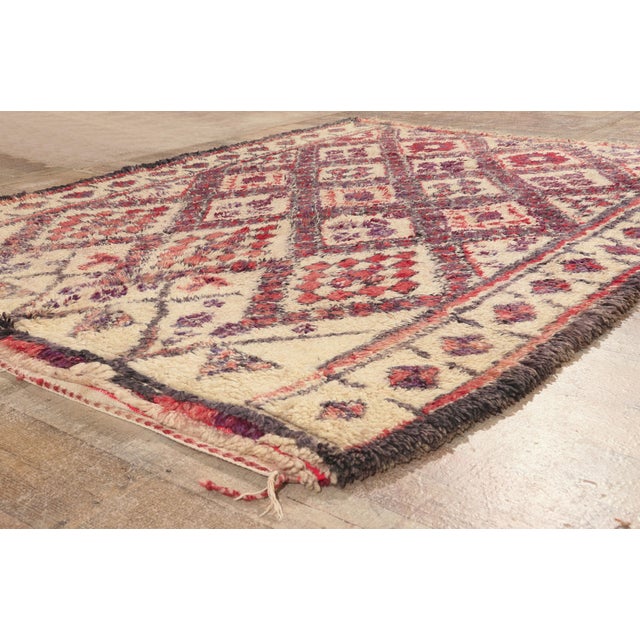 Beige Vintage Beni Ourain Moroccan Rug, 05'10 X 07'09 For Sale - Image 8 of 10