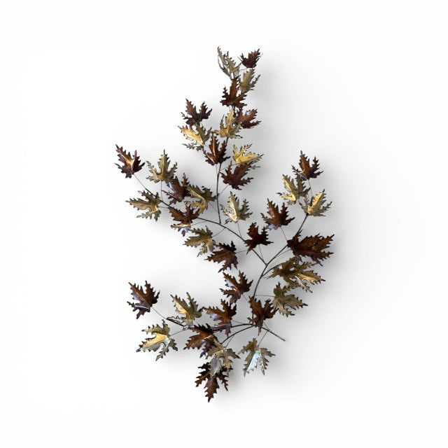 1970s MCM C Jere' Inspired Maple Leaf Copper/Brass Wall Decor For Sale - Image 5 of 8