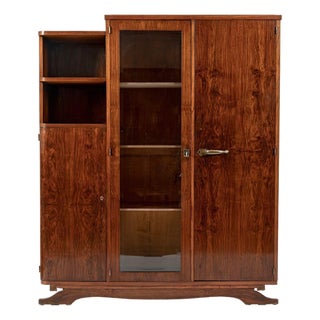 Antique French Art Deco Rosewood Vitrine Display Cabinet or Bookcase, 1940s For Sale