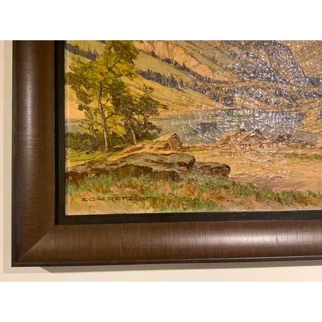 Timeless Tranquil Vintage Impasto Plein Air Landscape Oil Painting on Canvas by Ernst Carl Walter Retzlaff, custom double...