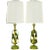 Rembrandt Stylized Pineapple Form Brass & Chartreuse Lacquer Table Lamps - a Pair For Sale