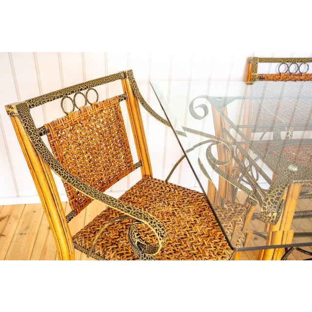 Vintage Bohemian Glass Dining Table and Armchairs, 1970s, Set of 5 For Sale - Image 10 of 18