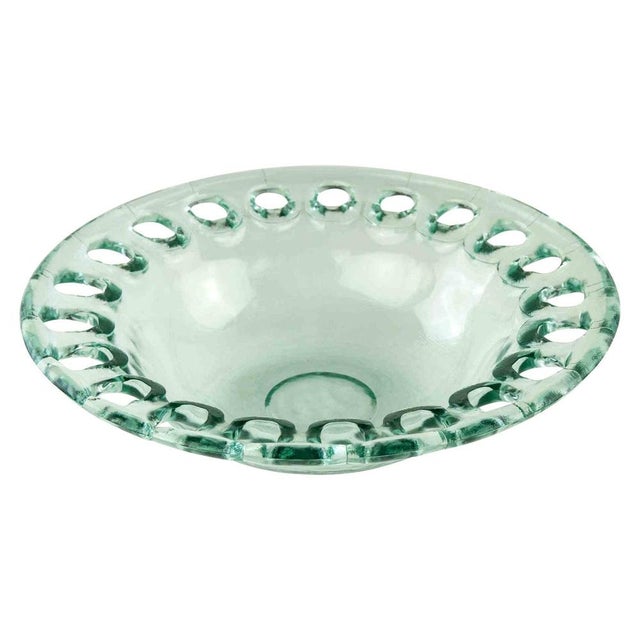 1980s Art Deco Glass Bowl from Couronne Co., USA, 1980s For Sale - Image 5 of 5