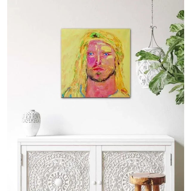 Modern Narratives — Original Portrait Original oil painting by L Haas, 24 x 24 unframed canvas, signed. Bold color and...