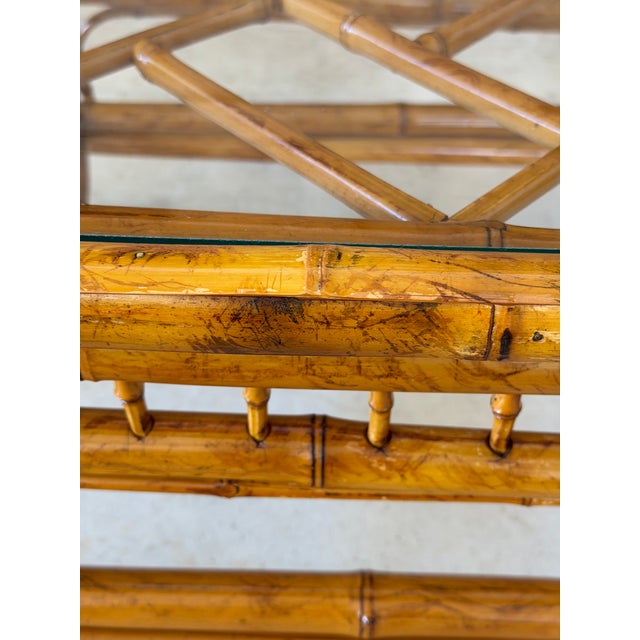 Brighton Pavilion Vintage Brighton Pavilion Style Bamboo Coffee Table With Glass Top For Sale - Image 4 of 12