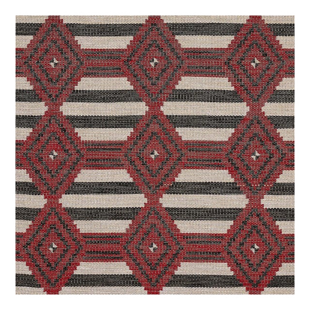 Sample - Schumacher Manta Performance Fabric in Red & Black For Sale