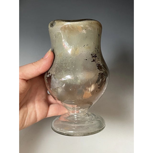Silver Rare Antique Mercury Glass Pitcher New England / Boston Sandwich Applied Handle For Sale - Image 8 of 11