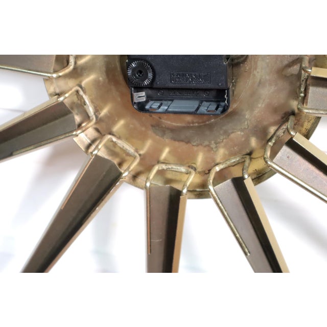Vintage Mid Century Sessions Starbust Wall Clock 50's 60's Modern Retro Gold Black For Sale - Image 9 of 10