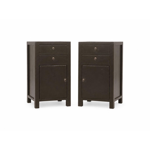 Asian Pair of Antique Elm Accent Cabinets For Sale - Image 3 of 6
