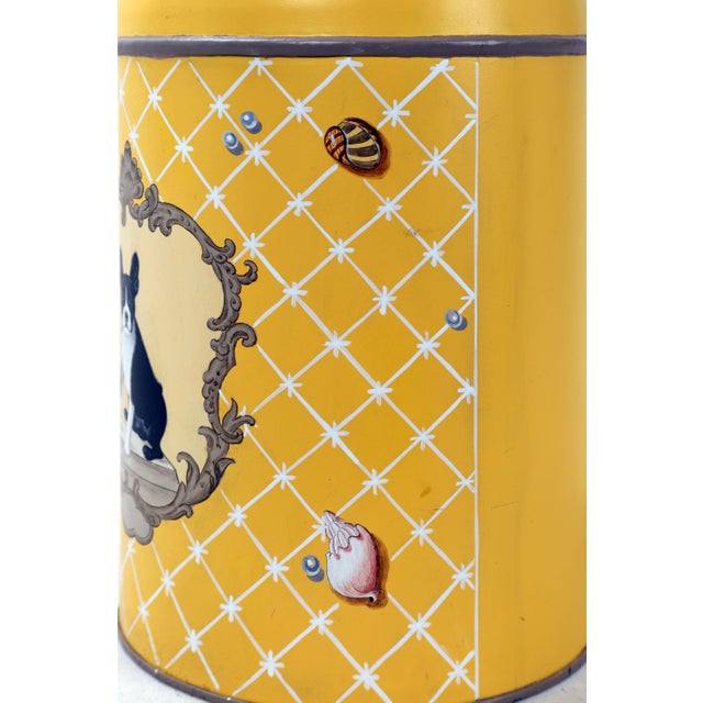 Asian Vintage Tole Tea Caddy Lamp in Mod Yellow For Sale - Image 3 of 8