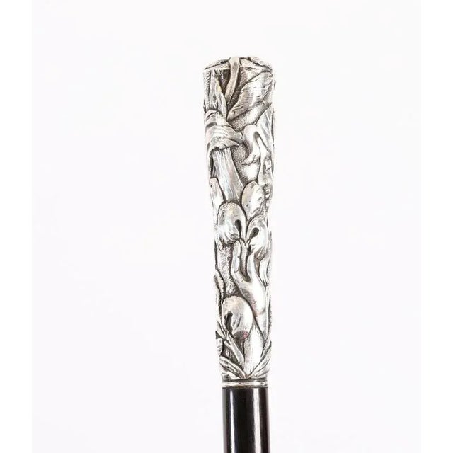 Antique French Silver Ebonized Walking Cane, 1890s For Sale - Image 6 of 8
