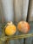 Pair of vintage Italian hand carved Alabaster-stone fruits. The apple and pomegranate carved fruits are made in Italy in...