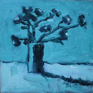 Abstract Floral Still Life Oil Painting by L Haas