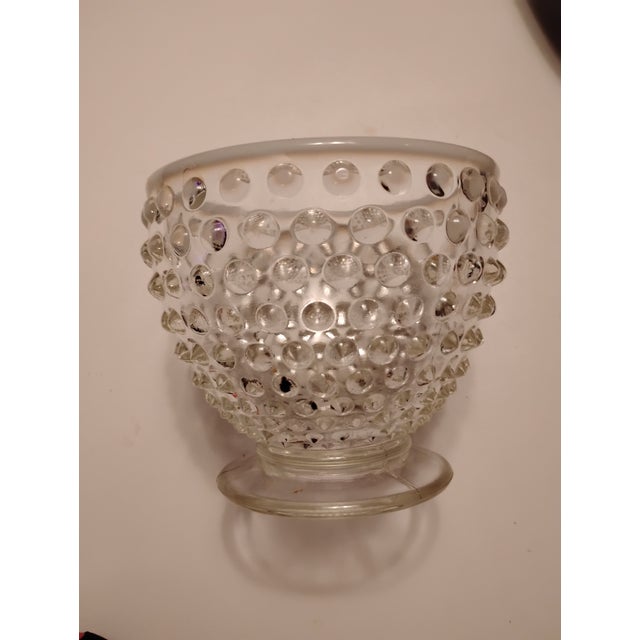 1930s Vintage Fenton Moonstone Hobnail Glass Bowl White Clear Ombrè Art Glass For Sale - Image 5 of 7