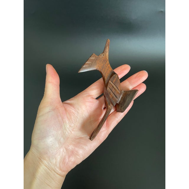 Brown Mid Century Modern Ironwood Carved Roadrunner For Sale - Image 8 of 8