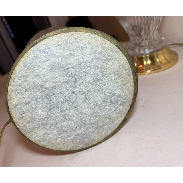 1990s Large Pair of Quality Vintage Brass Cut Crystal Electric Table Parlor Lamps For Sale - Image 11 of 11