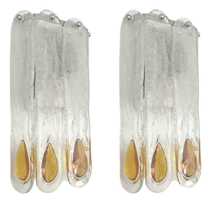 Italian Amber Murano Glass Wall Sconces from Mazzega, 1970s, Set of 2