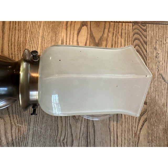 Old Lights On is pleased to offer this vintage brass wall sconce with vintage frosted shade. It is wired and ready to...