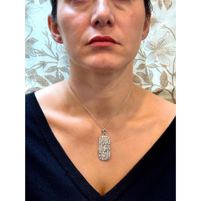 Estate Art Deco 5 Ct Diamond Platinum 10 Gm Pin / Broach /Pendant VS Quality For Sale - Image 12 of 18