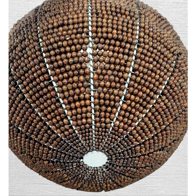 1990s Very Large Unique African Handmade Brown Beaded Decorative Table Vase Decor For Sale In West Palm - Image 6 of 6