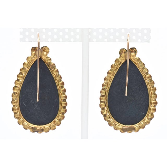 Red 1950s Vintage Inlay Agate, Quartz, Stone Garnets Dangle Drop Pierced Earrings - 2 Pieces For Sale - Image 8 of 8