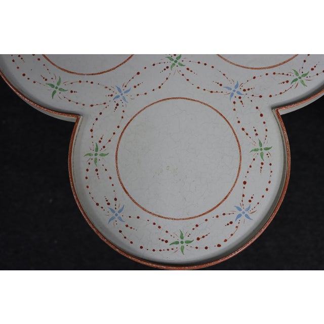Cream Pair of Vintage Hand-Painted Tri-Lobe Accent Tables For Sale - Image 8 of 13