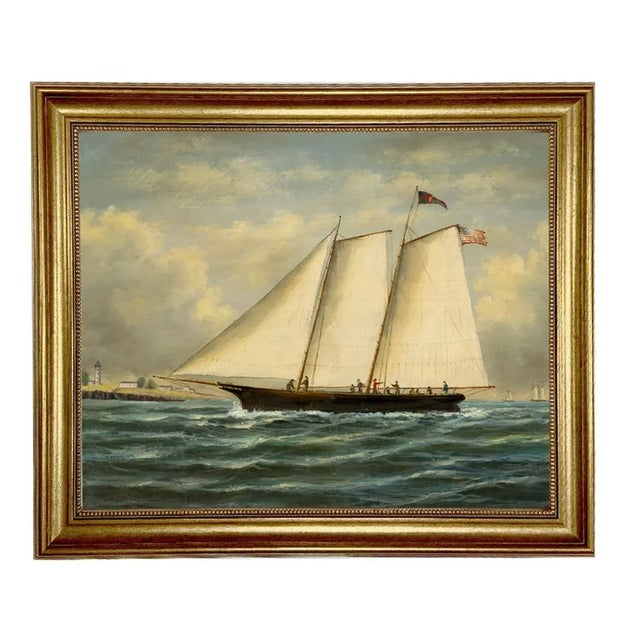 Contemporary American Nautical Reproduction Print on Canvas, Framed 19-1/2" X 23-1/2". For Sale - Image 4 of 4